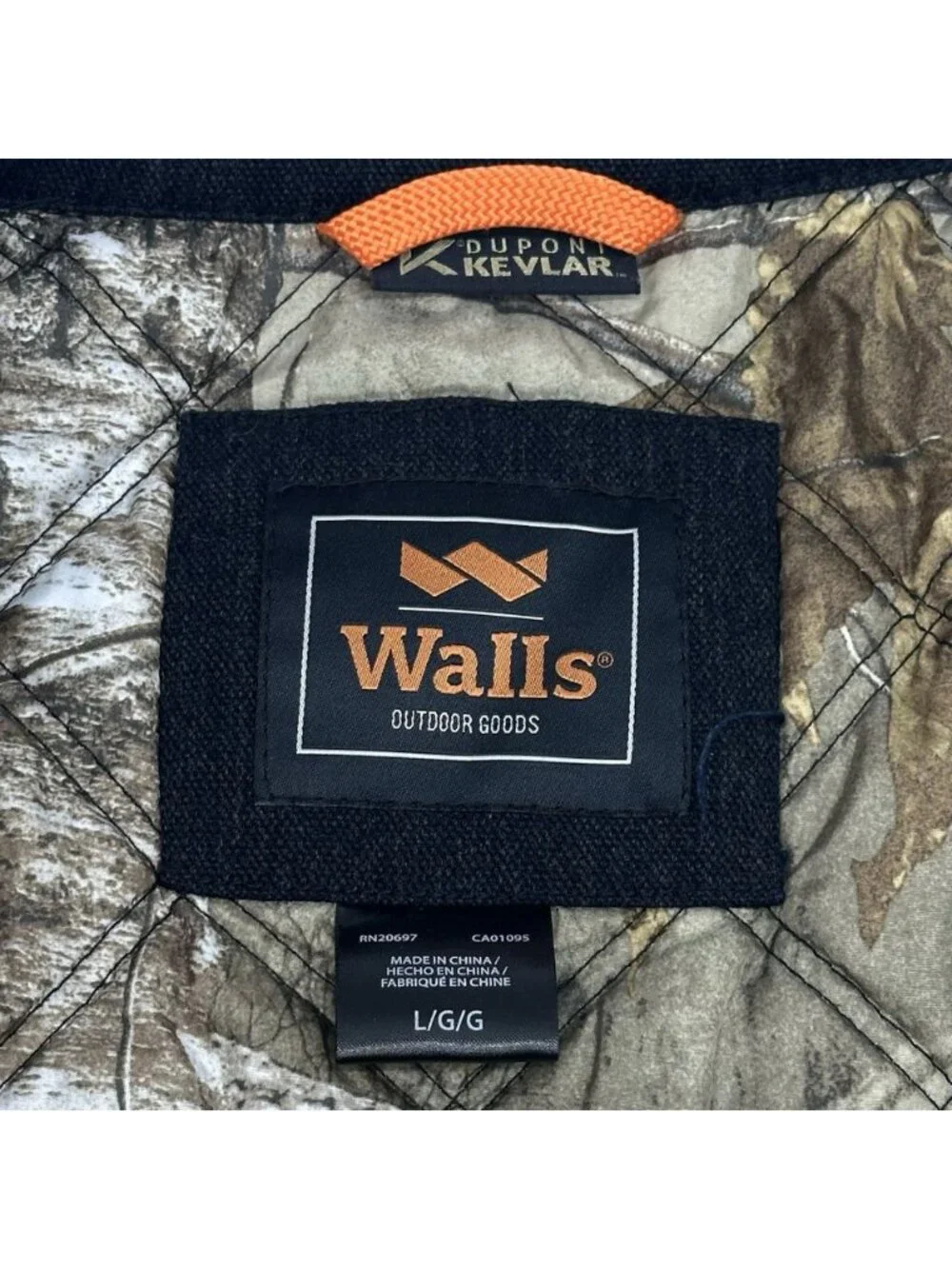 Walls Lumberton Large Black Duck DuPont Kevlar RealTree Camo Lined Snap Jacket